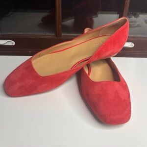 Naturalizer “Cody” Red Suede Square Toe Ballet Flats – Size 10W